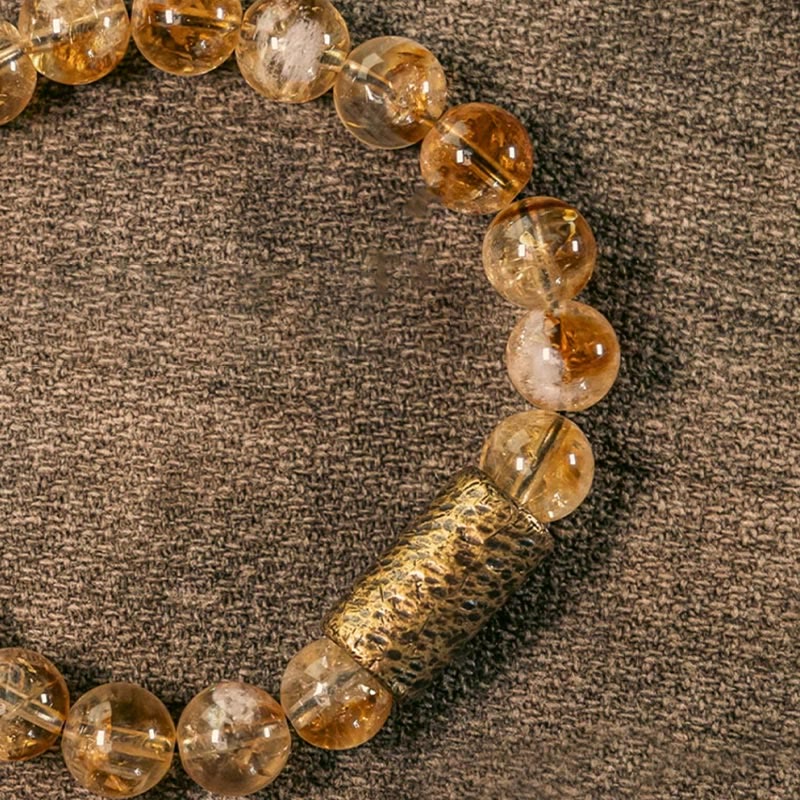 Natural Citrine Protection Bracelet with Brass Beads