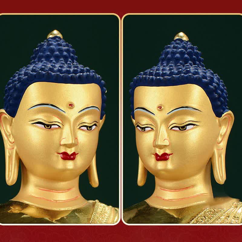 Copper Buddha Statue Shakyamuni Figurine 16.5cm Enlightenment