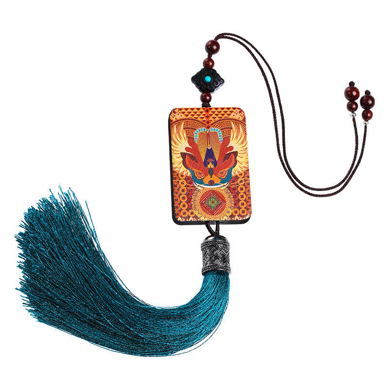 Pixiu Ebony Wood Car Hanging Decoration for Luck & Wealth