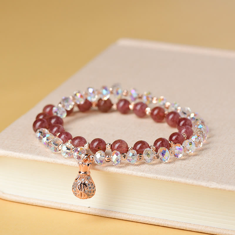 Strawberry Quartz Clear Quartz Energy Bracelet for Positivity
