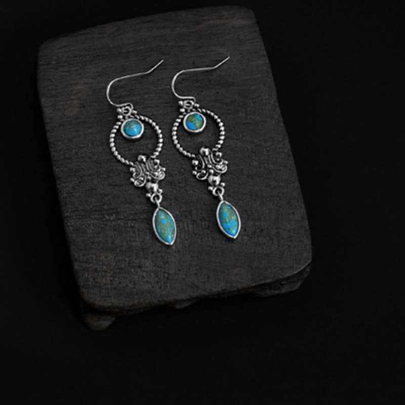 925 Sterling Silver Turquoise Balance Drop Dangle Earrings