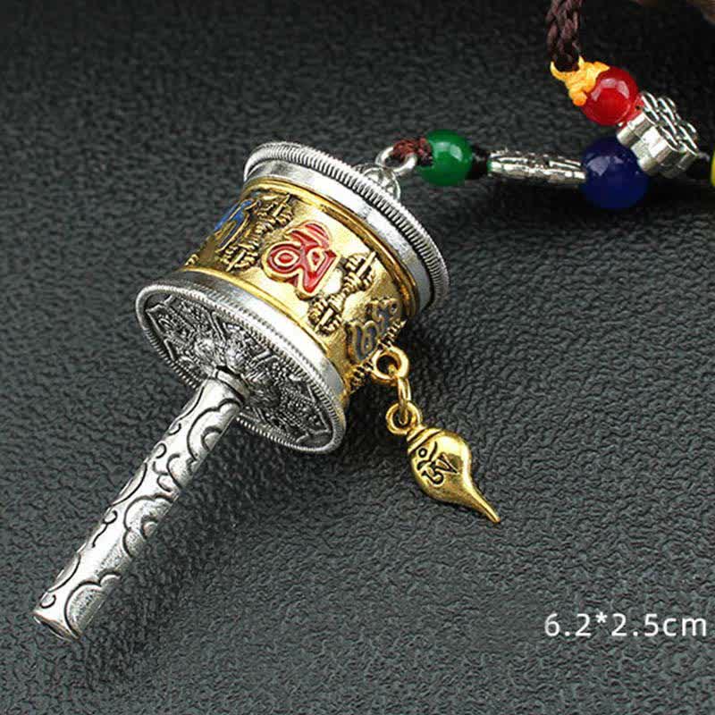 Om Mani Padme Hum Prayer Wheel Tassel Car Hanging