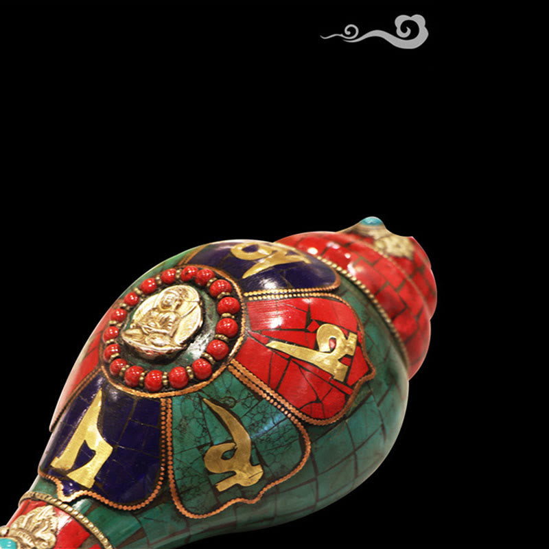 Tibetische handgefertigte Shankha-Muschel 23 cm | Zen-Dekor