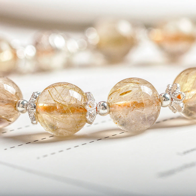 9mm Citrine Bracelet with Moon Star Charm for Happiness