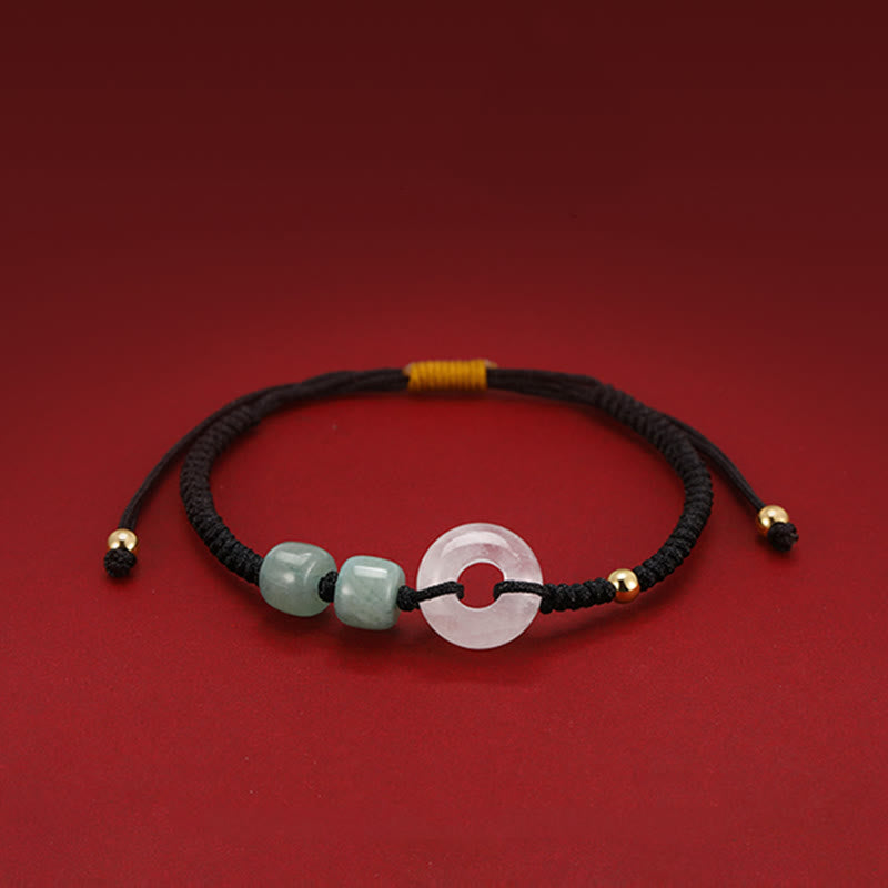 Green Aventurine White Jade Peace Buckle Couple Bracelet