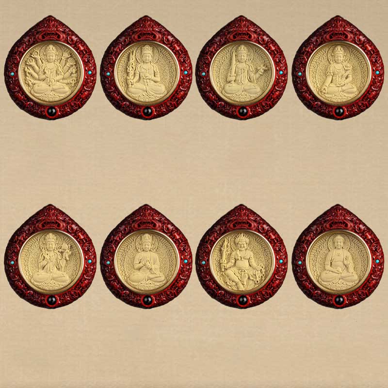 Chinese Zodiac Necklace with Avalokitesvara and Red Sandalwood Pendant