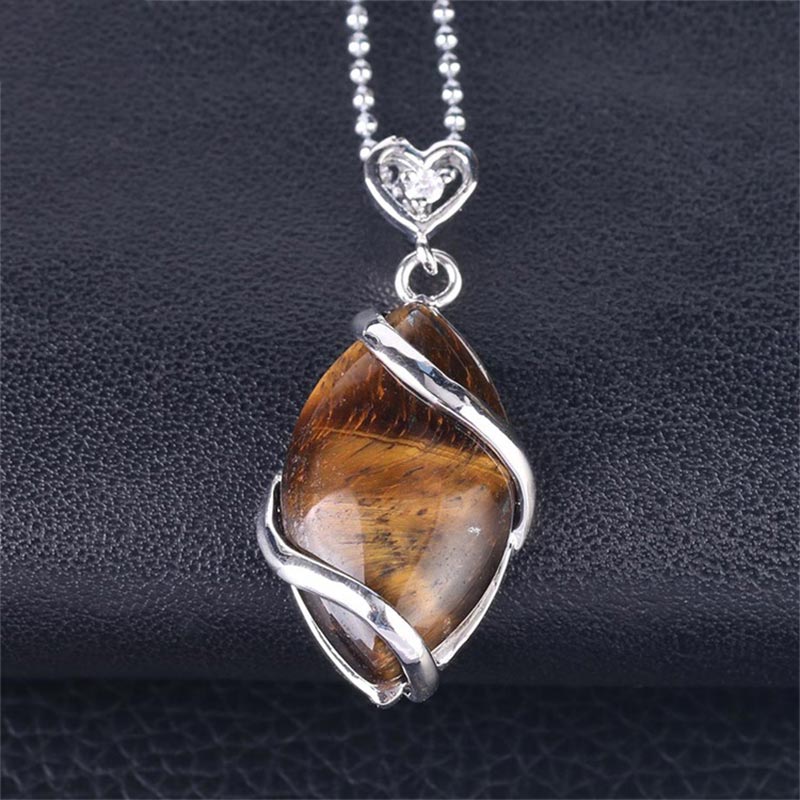 Amethyst Necklace with Natural Marquise Crystal Pendant