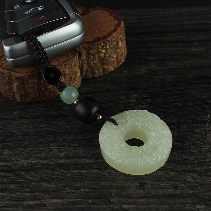 Pixiu Jade Peace Buckle Key Chain for Wealth & Abundance