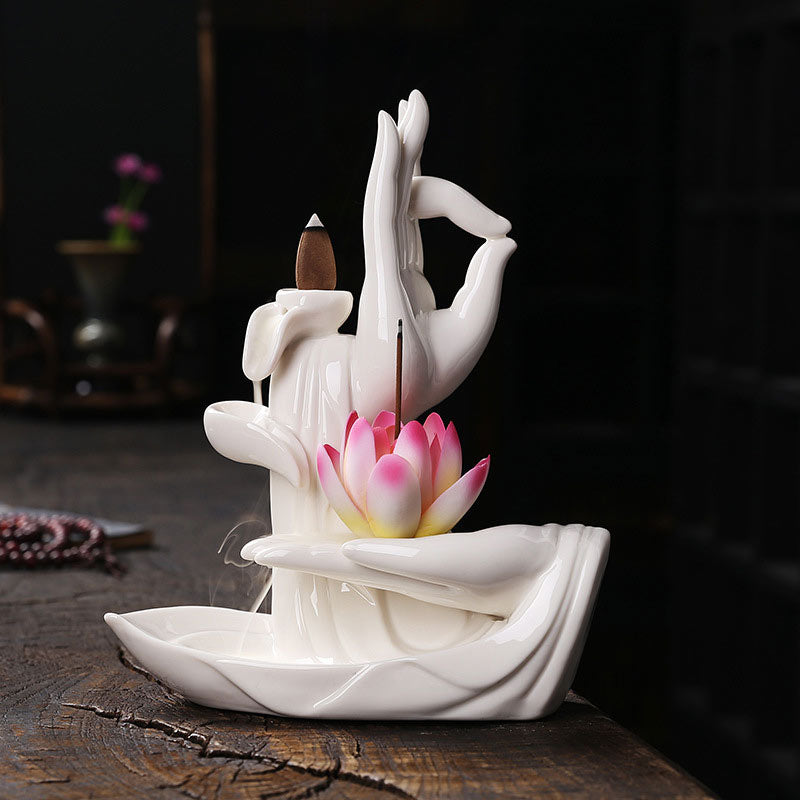 Handcrafted Purple Clay Lotus Ceramic Incense Burner