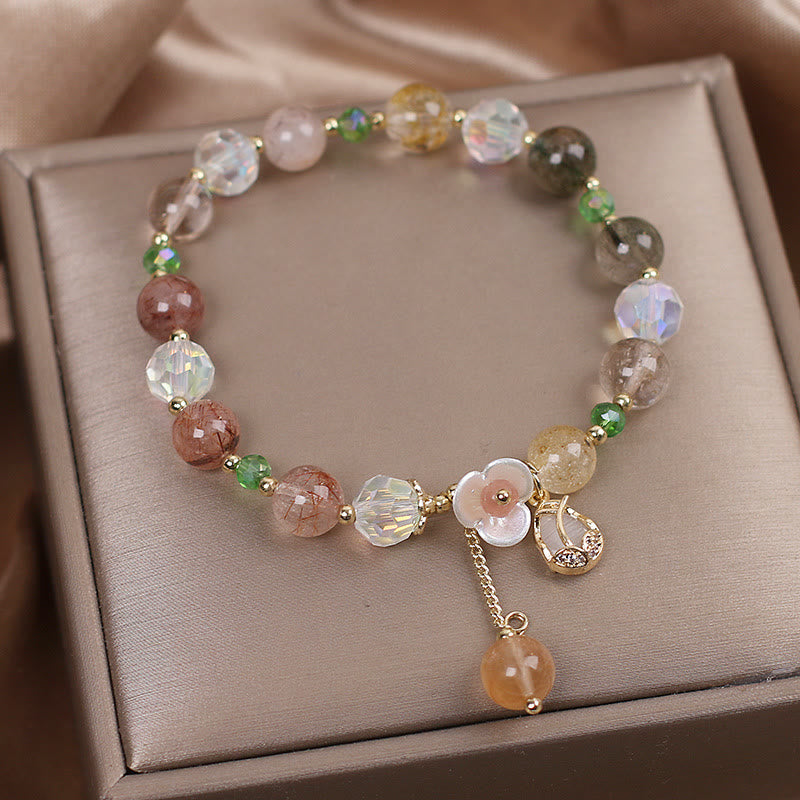 Strawberry Quartz Fluorite Healing Bracelet for Emotional Clarity