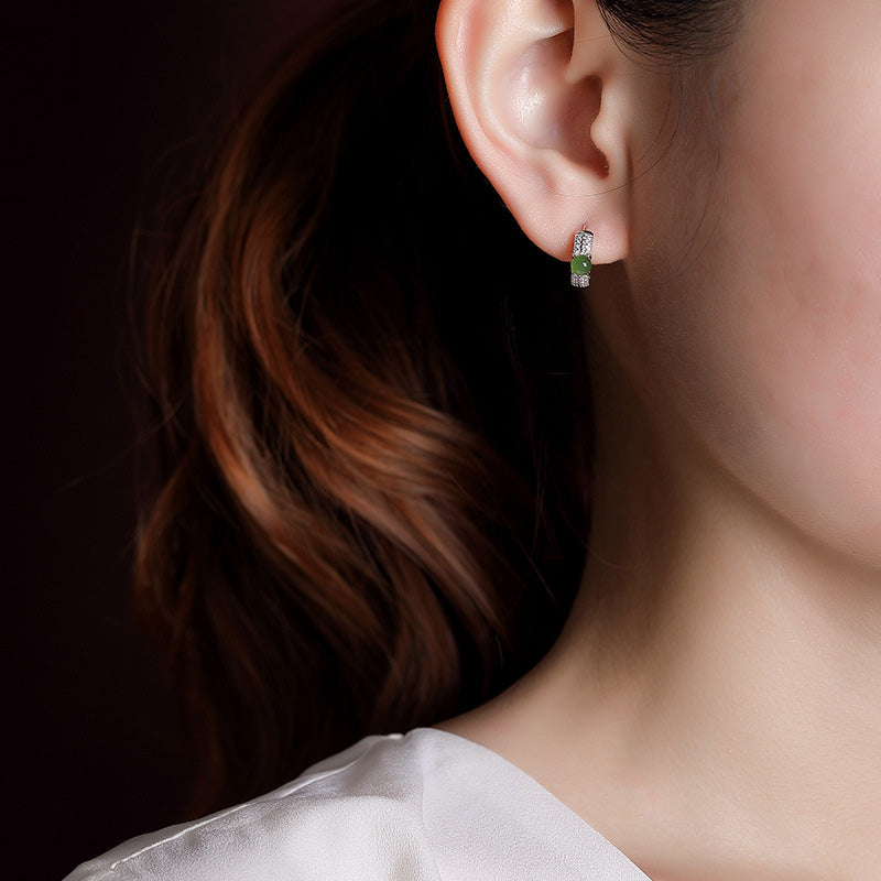 Cyan Jade 4mm Success Stud Earrings in Sterling Silver