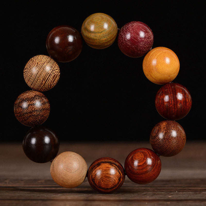 15mm Sandalwood Protection Bracelet - Multicolored Healing Wood Jewelry
