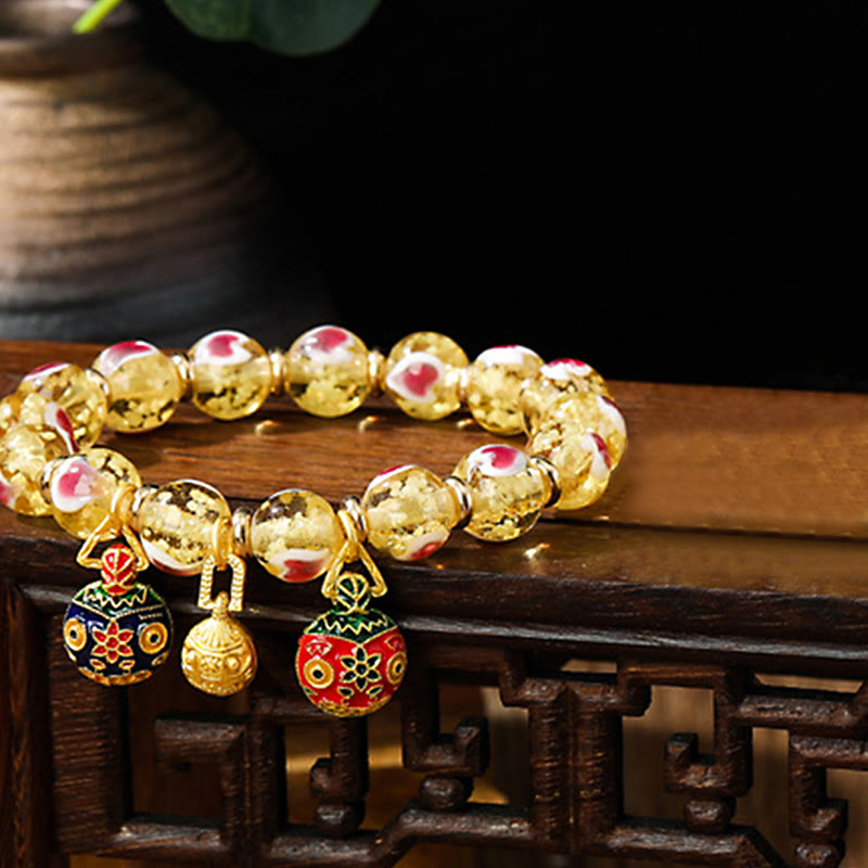 Pink Liuli Glass Spiritual Bracelet for Love & Luck