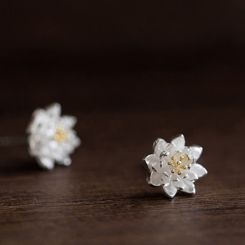 Sterling Silver Lotus Earrings for Balance & Enlightenment