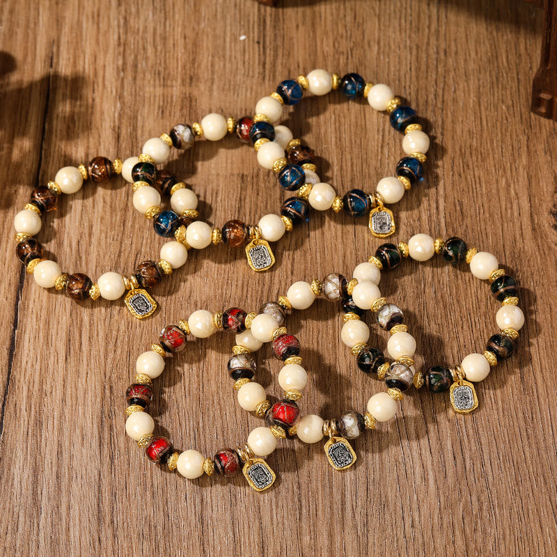 10mm Liuli Glass Incense Ash Porcelain Spiritual Protection Bracelet