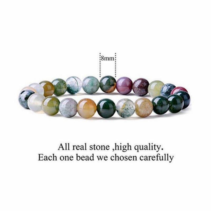 India Agate 8mm Bracelet for Luck & Calm Energy
