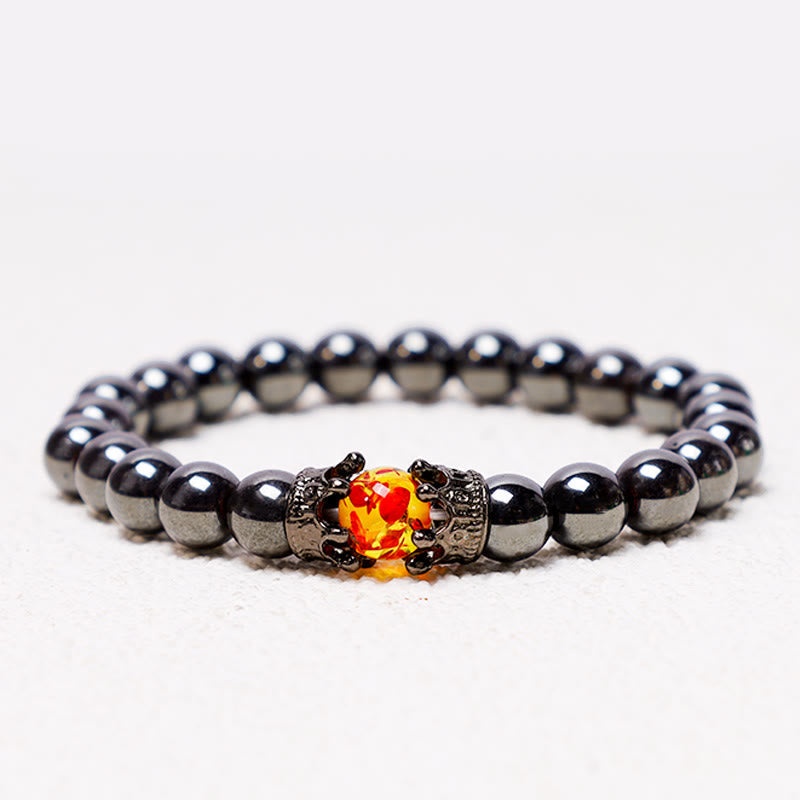 Unisex Natural Stone King and Queen Crown Healing Energy Spiritual Bracelet