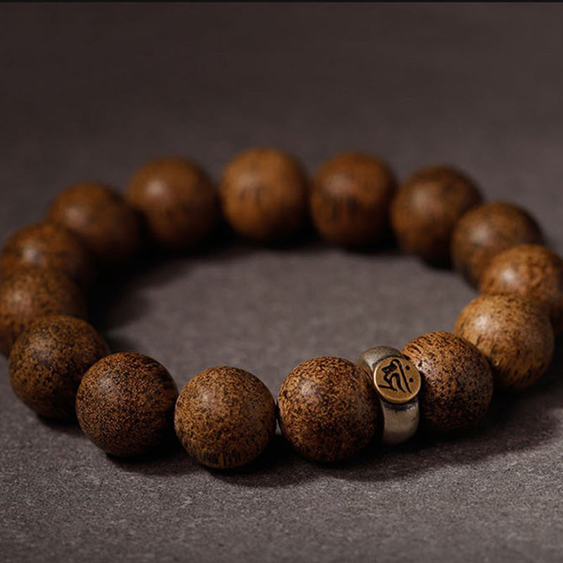Natürliches Adlerholz-Armband mit chinesischen Sternzeichen, 12 mm Perlen
