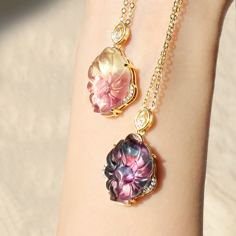20mm Fluorite Nine-Tailed Fox Protection Necklace