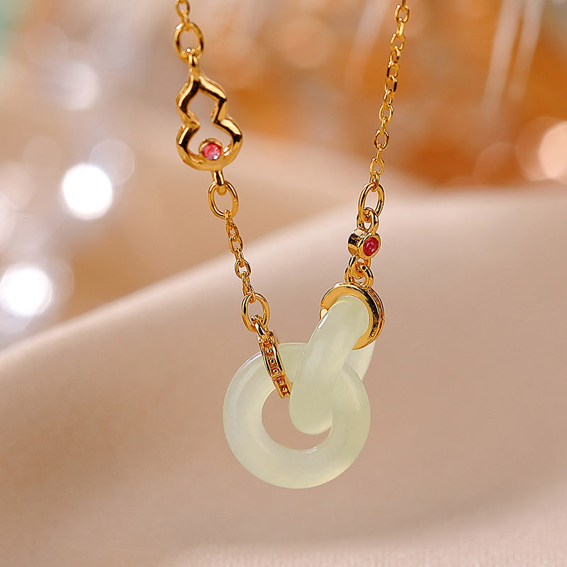 Unisex-Halskette aus 12 mm Jade mit Silberkette für Wohlstand