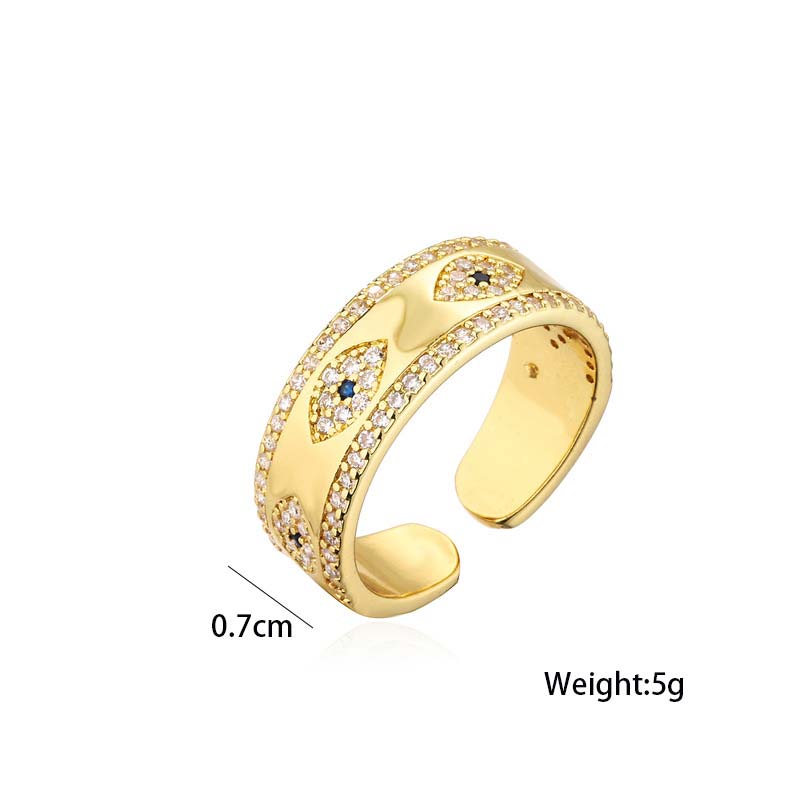 Adjustable Copper Alloy Evil Eye Ring for Luck & Protection