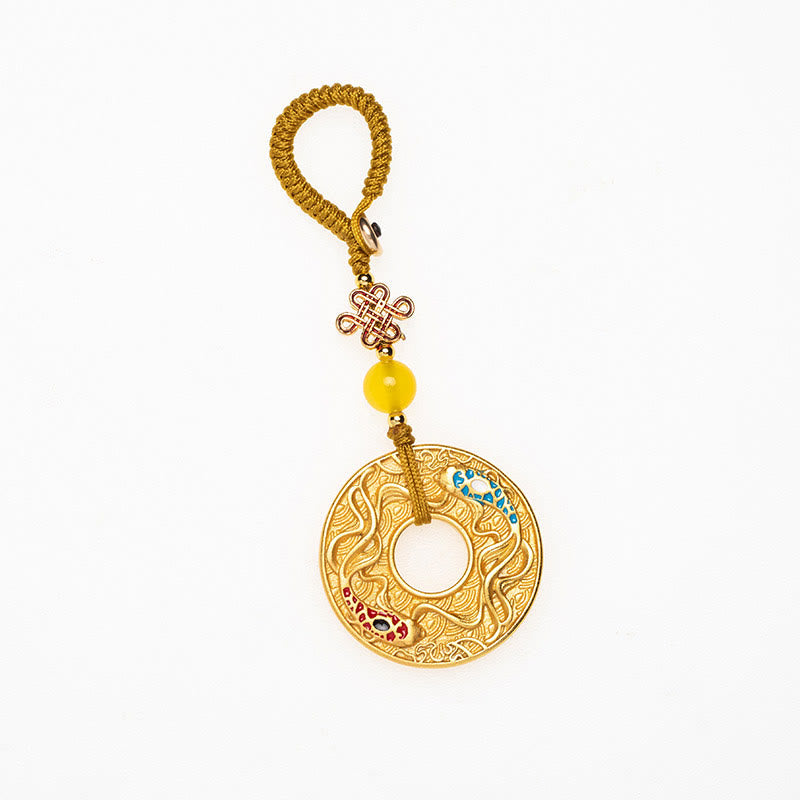 Double Koi Fish Peace Buckle Key Chain | Wealth & Luck Charm
