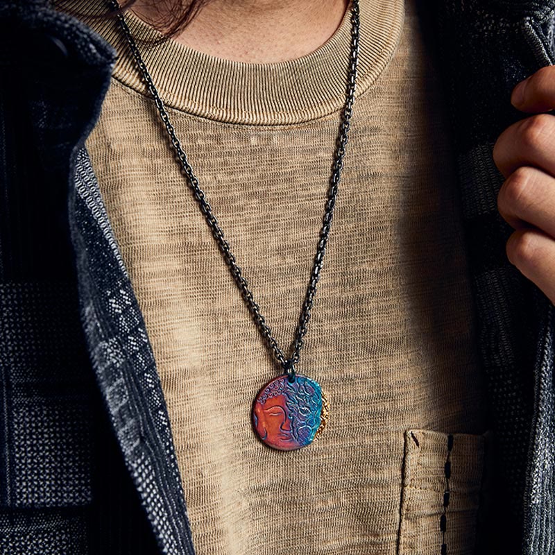 999 Sterling Silver Half Demon Half Buddha Compassion Necklace