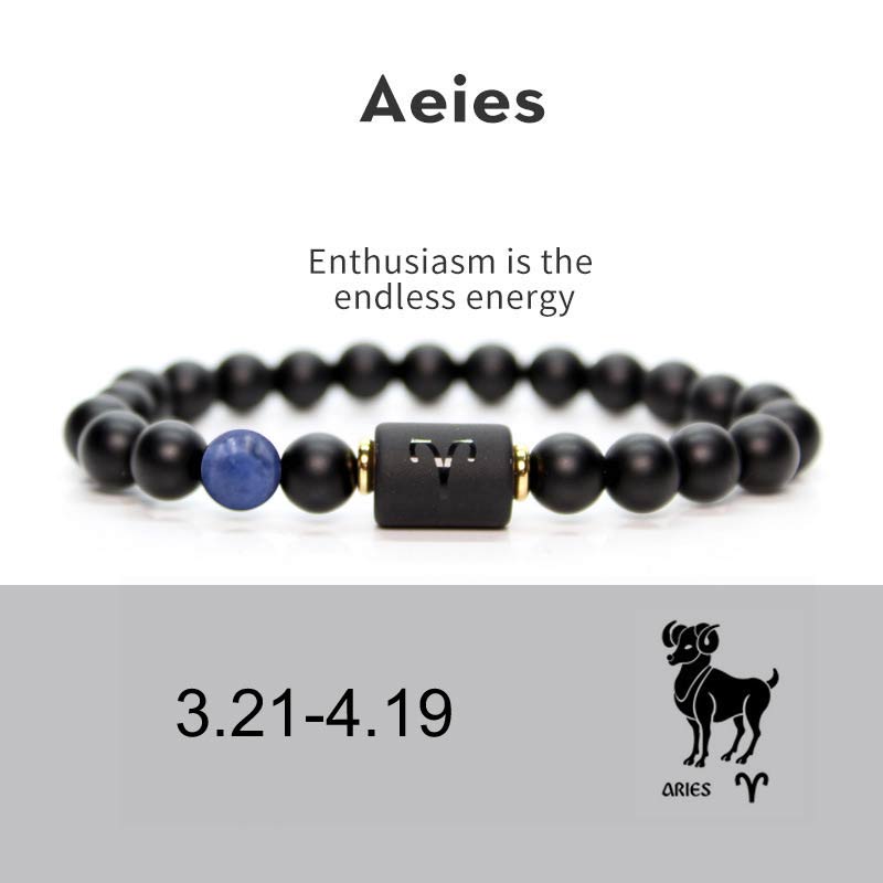 8 mm verstellbares Armband aus schwarzem Onyx mit chinesischem Sternzeichen