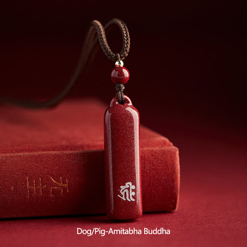 Chinese Zodiac Cinnabar Protection Necklace Pendant