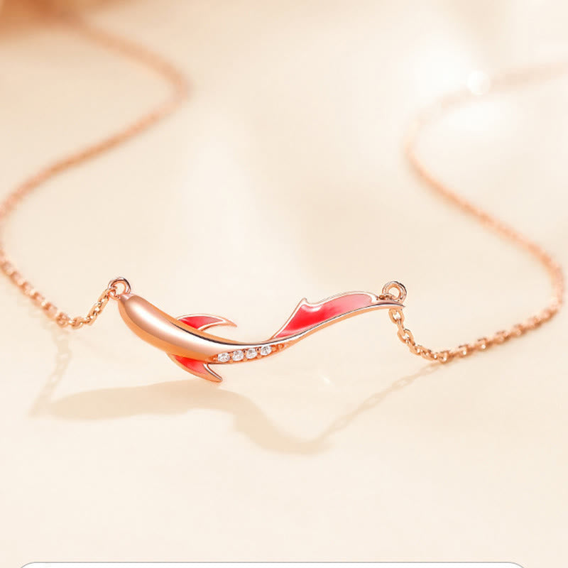 925 Sterling Silver Koi Fish Necklace for Luck Prosperity