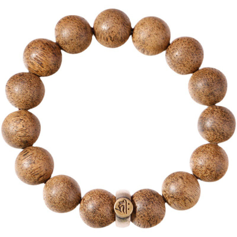 Natürliches Adlerholz-Armband mit chinesischen Sternzeichen, 12 mm Perlen