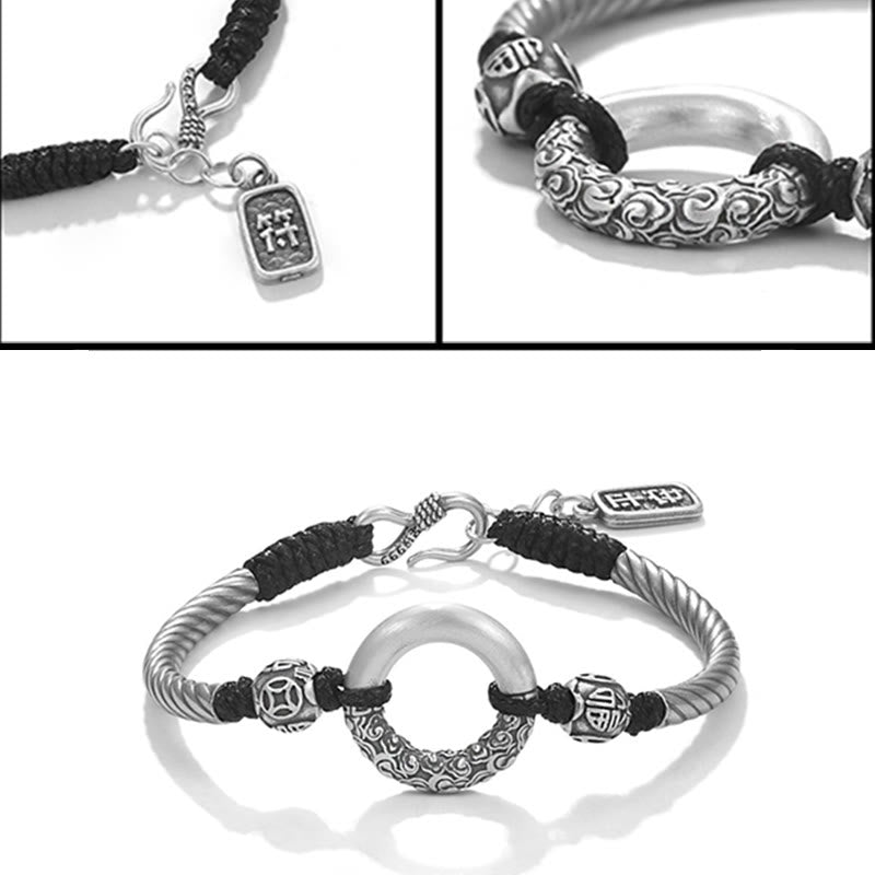 Peace Buckle 999 Sterling Silver Spiritual Bracelet for Fortune