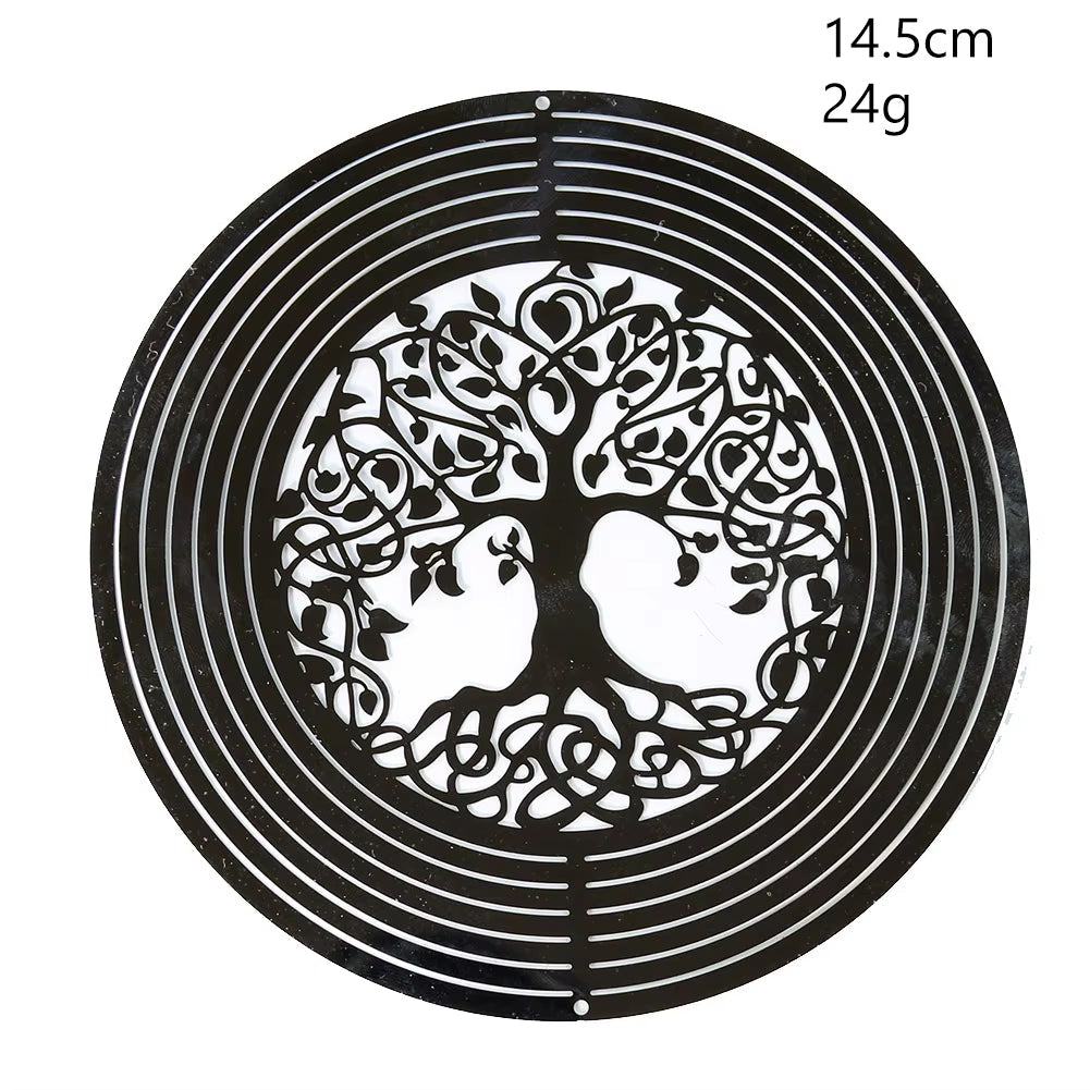 Celtic Tree of Life design in black and white for 3D Kinetic Metal Wind Spinner