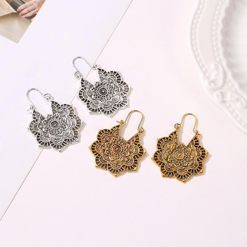 Tibetan Lotus Earrings in Copper | Balance & Healing