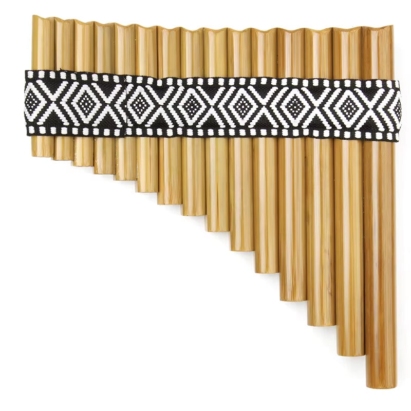 Bamboo Woodwind Instrument Romanian Style Paste the Cloth Strip Handmade Production 15 Pipes Panflute G Key