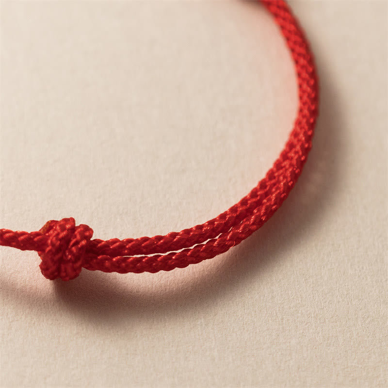 925 Sterling Silver Dragon Carved Success Bracelet with Red Rope Protection