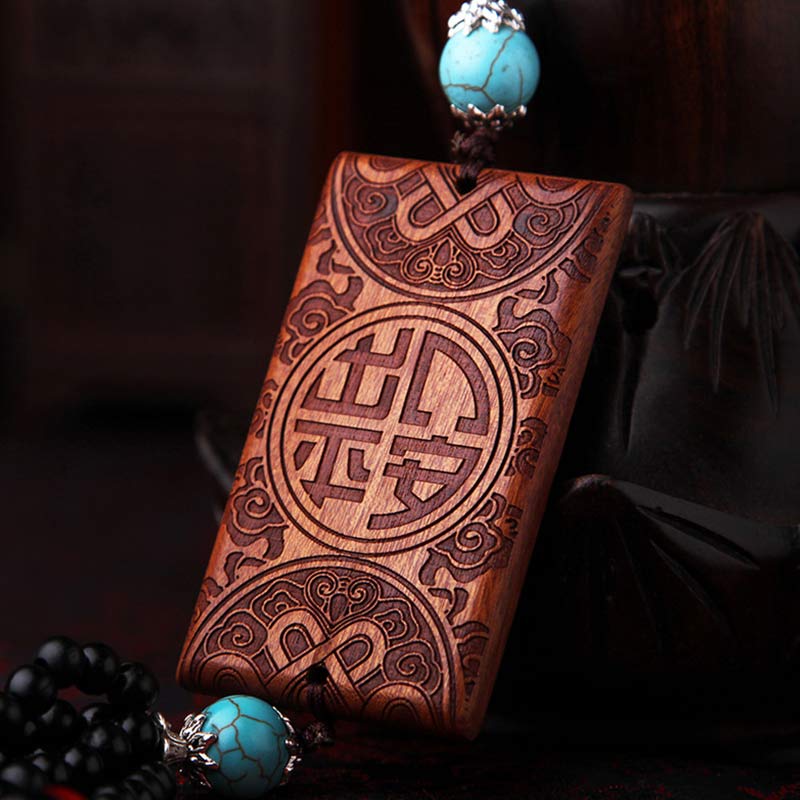 33 cm große Autodekoration aus Rosenholz und Buchsbaum für Mut