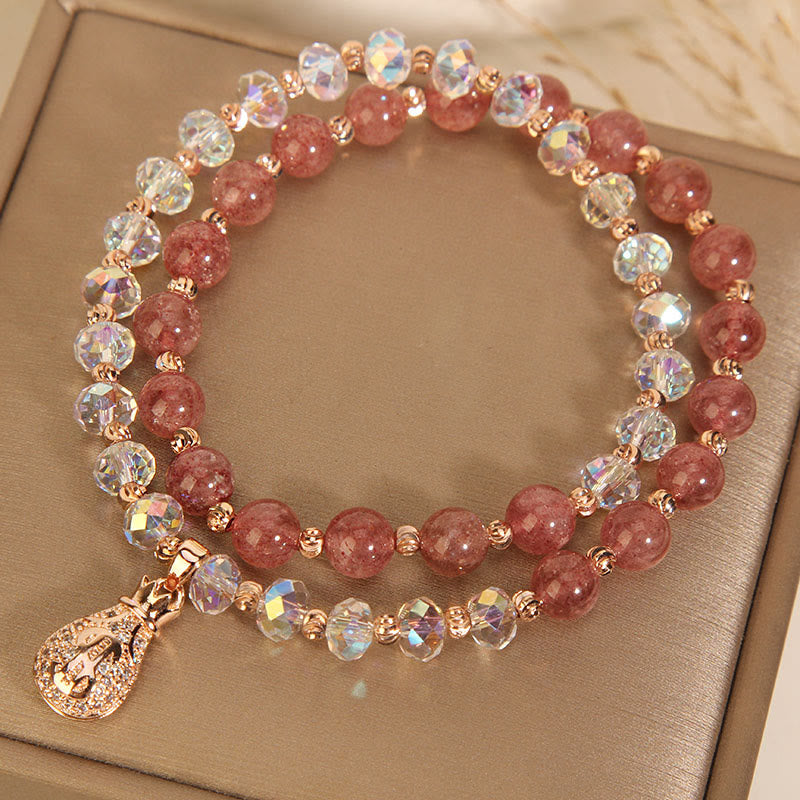 Strawberry Quartz Clear Quartz Energy Bracelet for Positivity