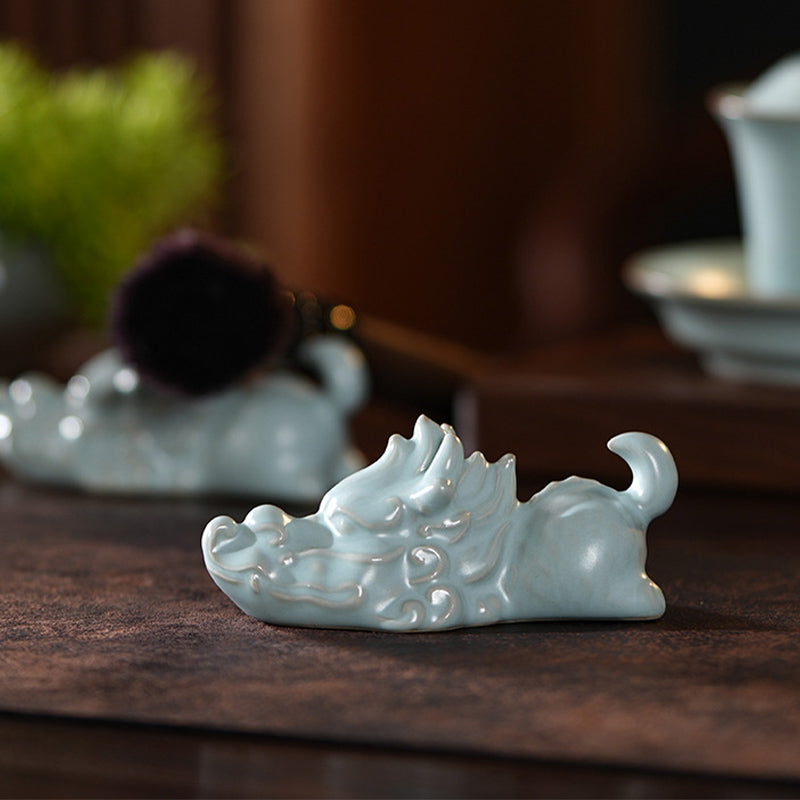 Ceramic Year of the Dragon Luck Figurine 10.2cm Decor