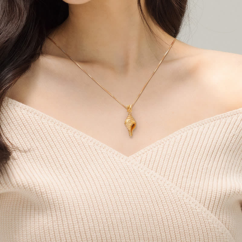 999 Sterling Silber Shankha Muschel Halskette für spirituellen Schutz