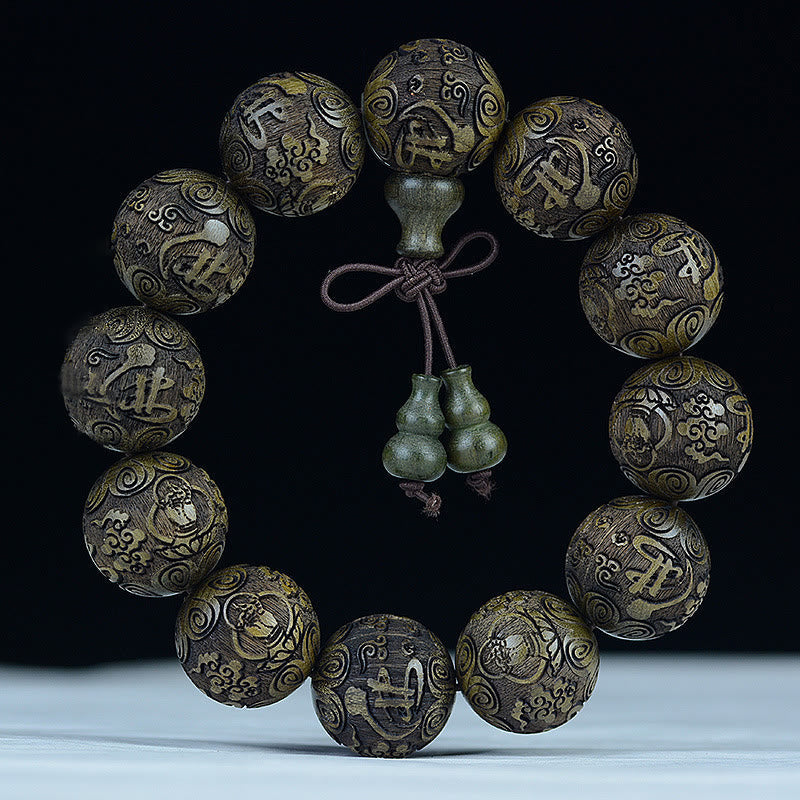 Chinesisches Sternzeichen-Armband aus Rosenholz | 12 Sternzeichen-Perlen Wärme