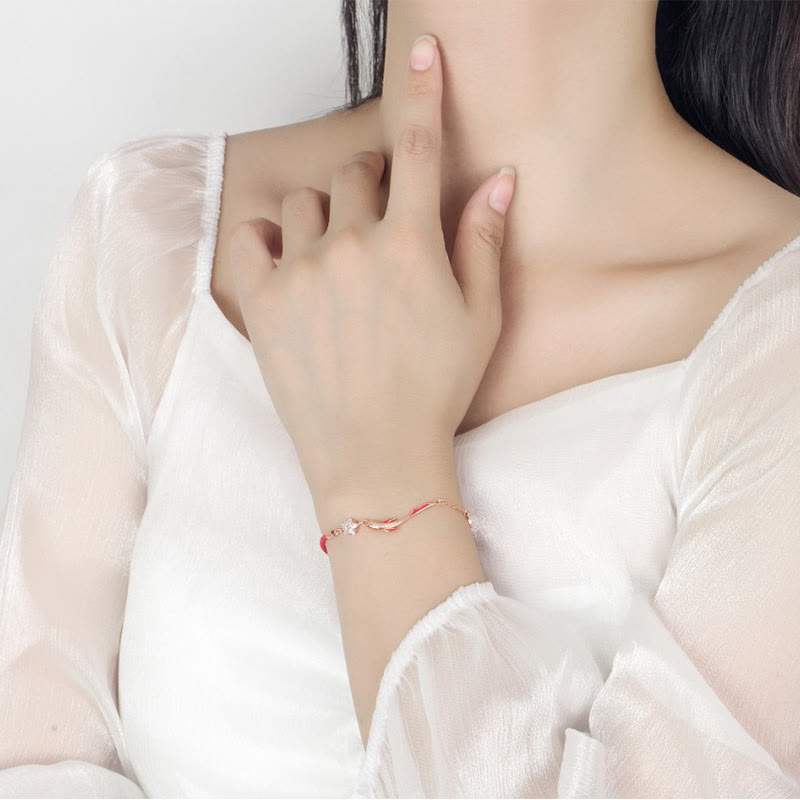 Lucky Koi Fish Sterling Silver Red String Bracelet 16+3cm