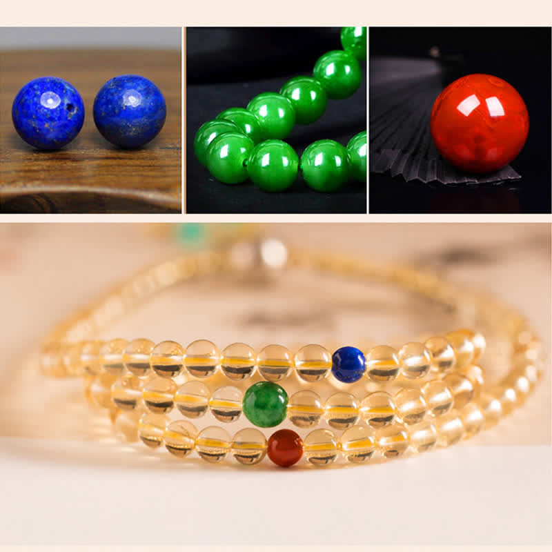 108-Bead Citrine & Red Agate Mala Bracelet for Meditation
