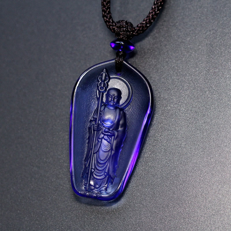 Ksitigarbha Liuli Crystal Serenity Buddha Necklace