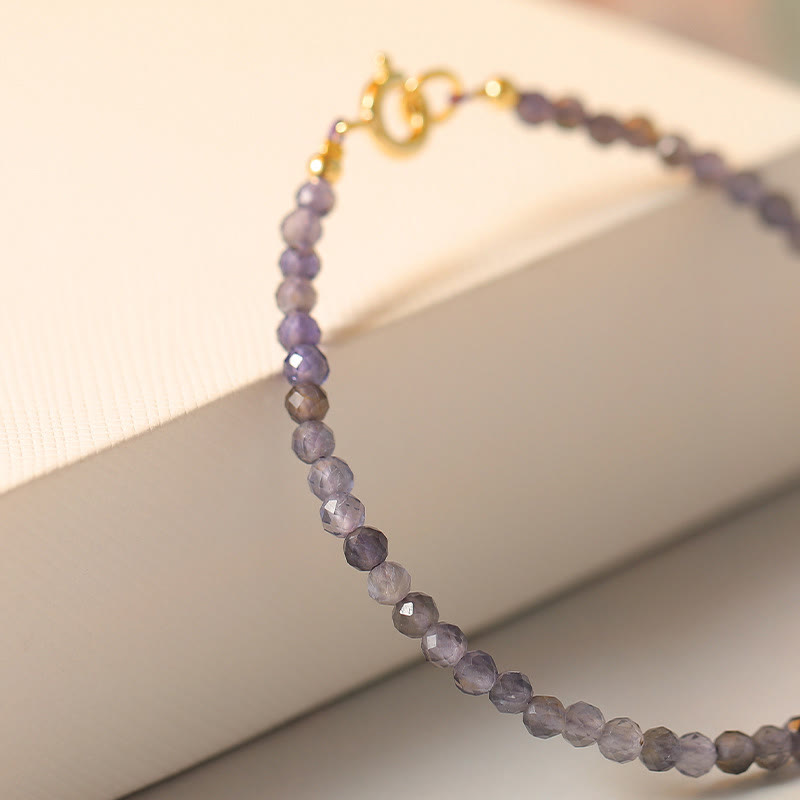 3 mm Amethyst-Iolith-Kommunikationsarmband mit ultradünnen Perlen