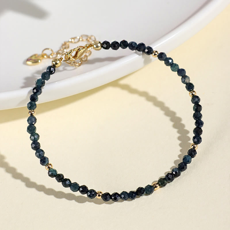 3 mm Indigolith-Turmalin-Kupferperlen, spirituelles Armband