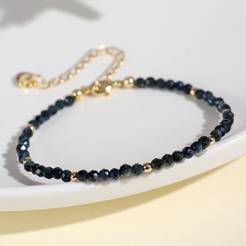3 mm Indigolith-Turmalin-Kupferperlen, spirituelles Armband