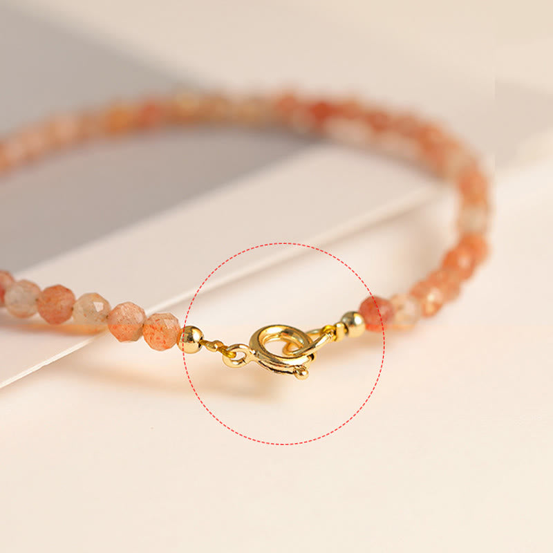 3 mm Sonnenstein-Reichtumsarmband, 14 Karat vergoldet