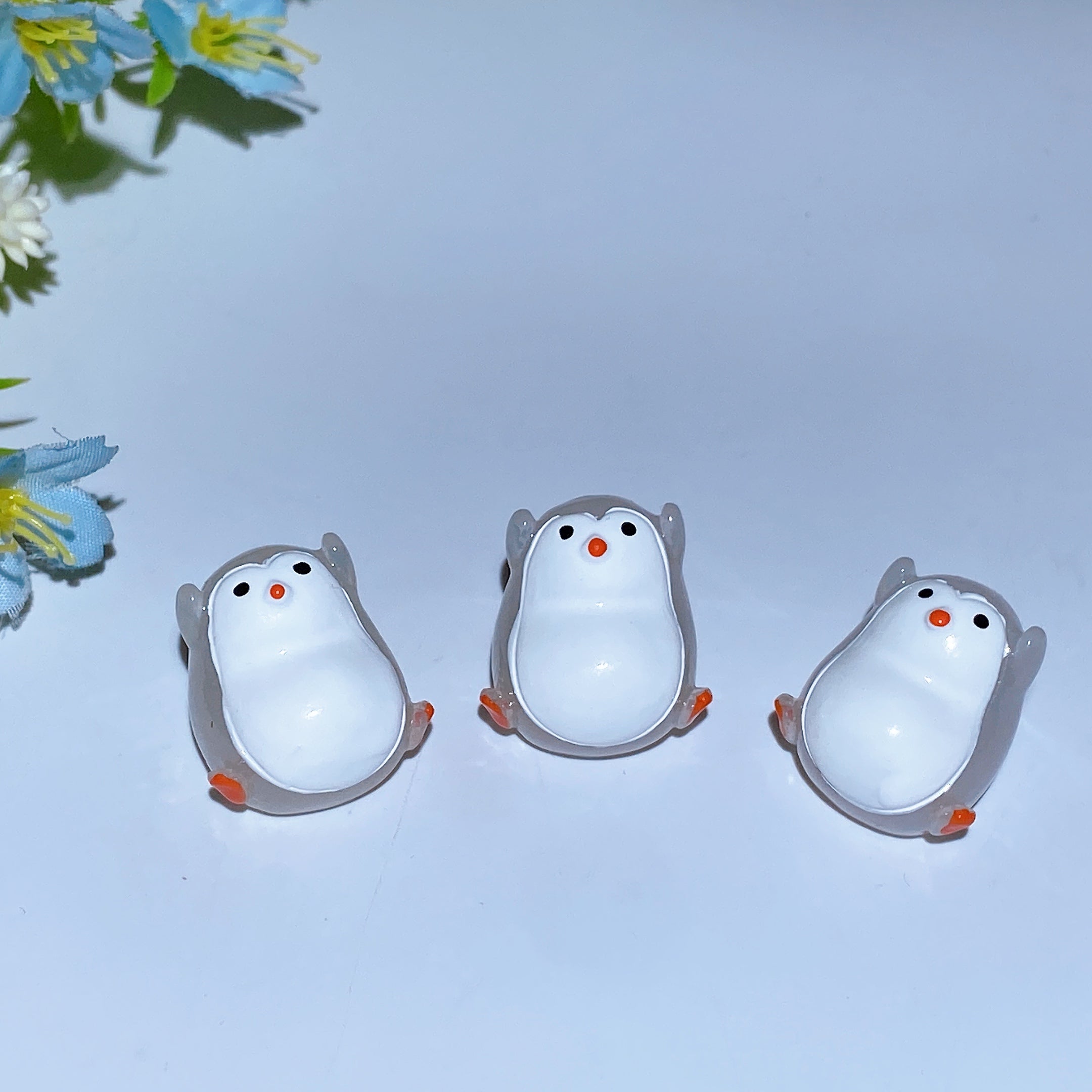 3 Stück leuchtende Kristall-Pinguin-Tierschnitzereien, 25 mm