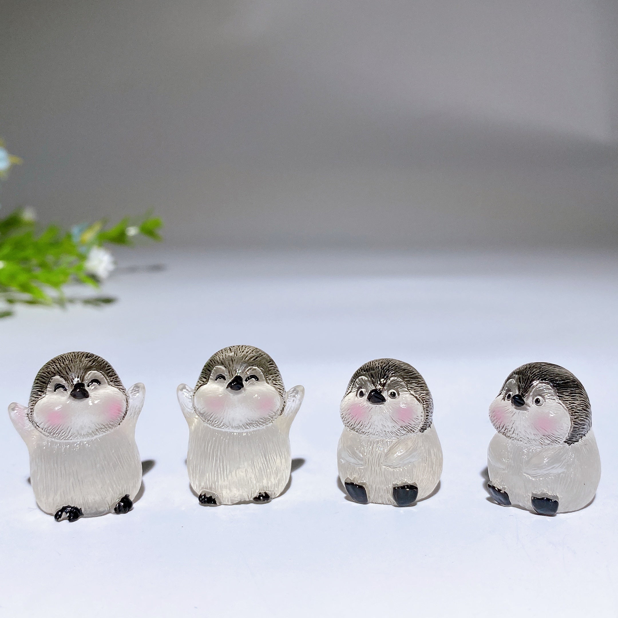 3 Stück leuchtende Kristall-Pinguin-Tierschnitzereien, 25 mm